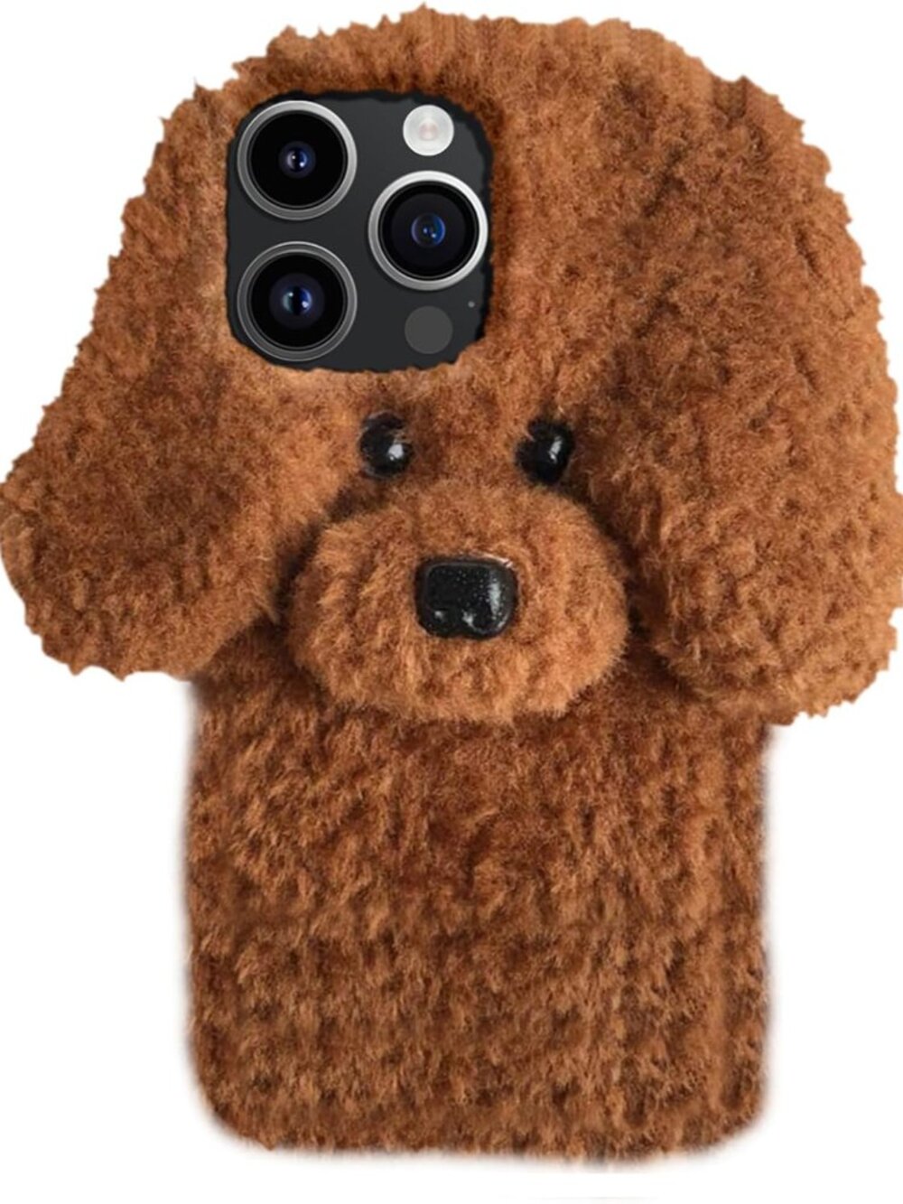 Winter Soft Warm Plush Case Compatible with iPhone 16 Pro Max, Cute Cat Fuzzy An
